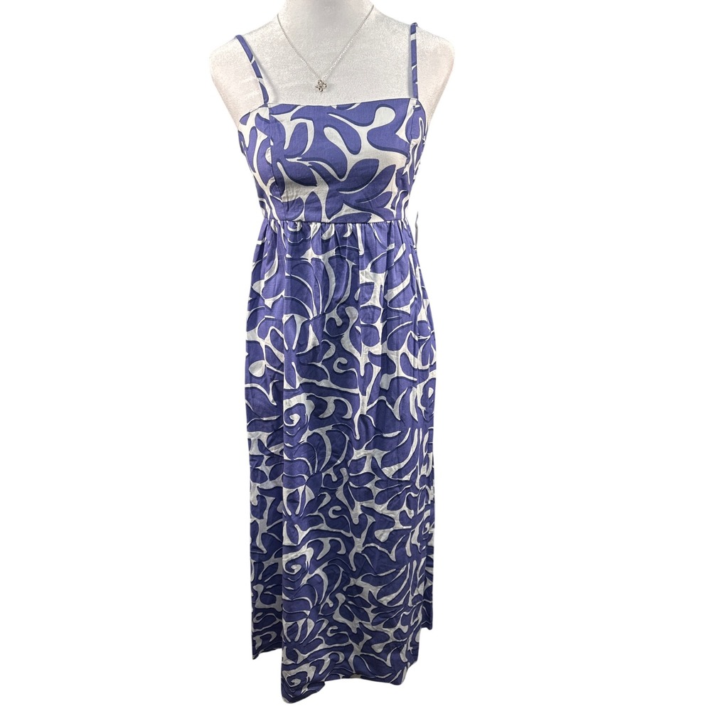 Jessica Simpson Purple White Abstract Floral Cotton Maxi Dress XS New